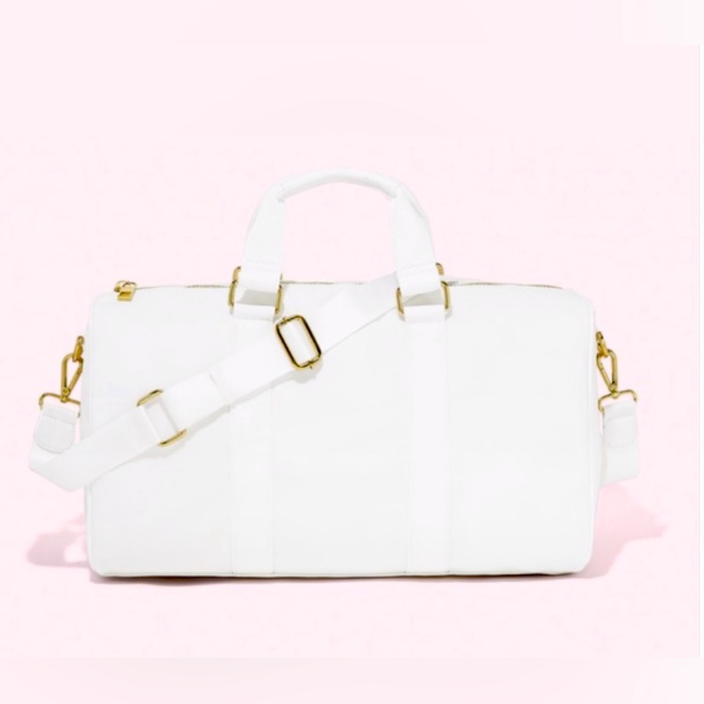 Stoney Clover Lane White Pebbled Leather Duffle Bag